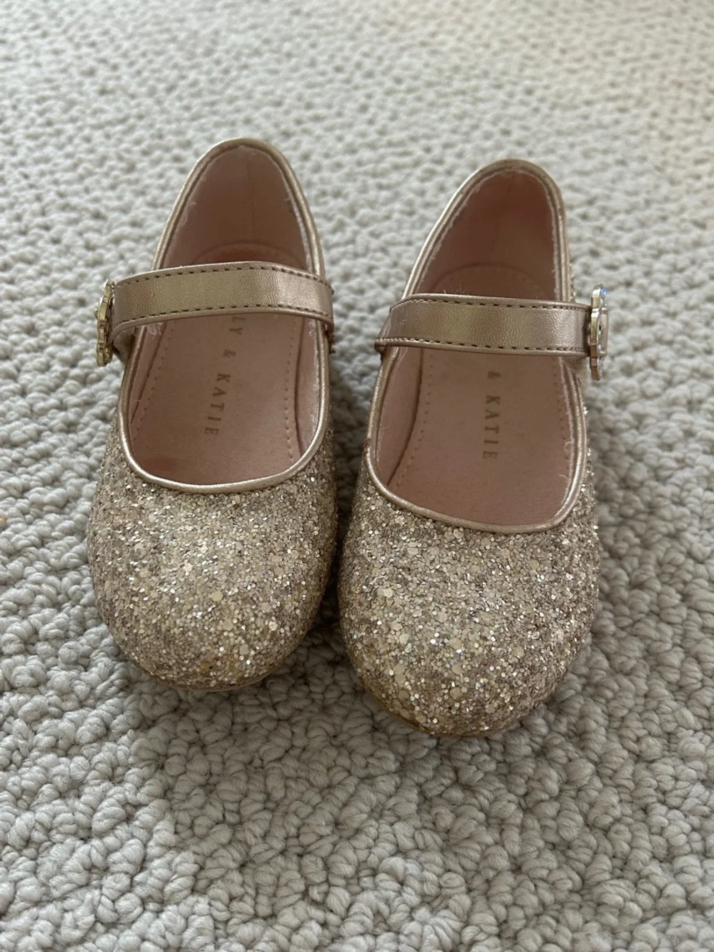 Kelly & Katie Gold Glitter Mary Jane Flats for Kids